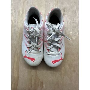 Puma Little Kids Attacanto FG/AG Jr. Soccer Cleats-White Fire Orchid (Size 10)